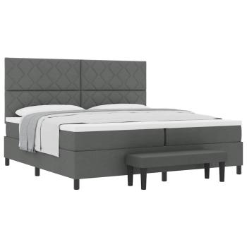Boxspringbett mit Matratze & Bank Dunkelgrau 200x200 cm Stoff