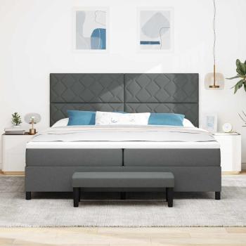 Boxspringbett mit Matratze & Bank Dunkelgrau 200x200 cm Stoff