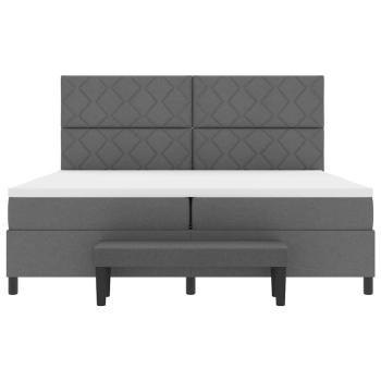 Boxspringbett mit Matratze & Bank Dunkelgrau 200x200 cm Stoff