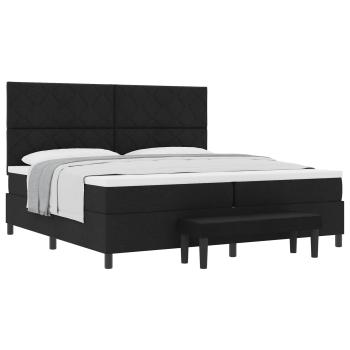 Boxspringbett mit Matratze & Bank Schwarz 200x200 cm Stoff