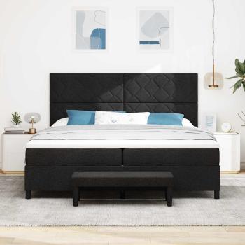 Boxspringbett mit Matratze & Bank Schwarz 200x200 cm Stoff