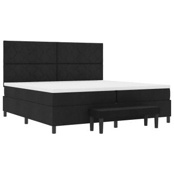 Boxspringbett mit Matratze & Bank Schwarz 200x200 cm Stoff