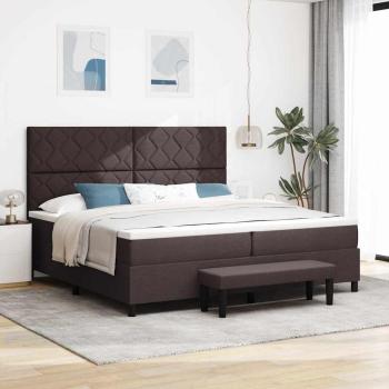 ARDEBO.de - Boxspringbett mit Matratze & Bank Dunkelbraun 200x200 cm Stoff