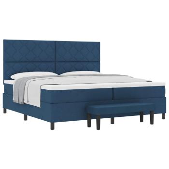 Boxspringbett mit Matratze & Bank Blau 200x200 cm Stoff