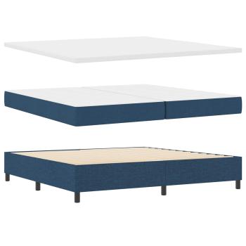 Boxspringbett mit Matratze & Bank Blau 200x200 cm Stoff