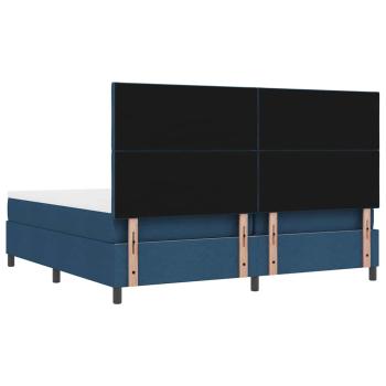Boxspringbett mit Matratze & Bank Blau 200x200 cm Stoff