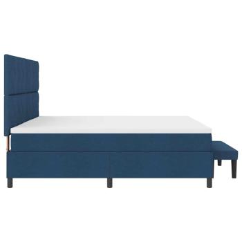 Boxspringbett mit Matratze & Bank Blau 200x200 cm Stoff