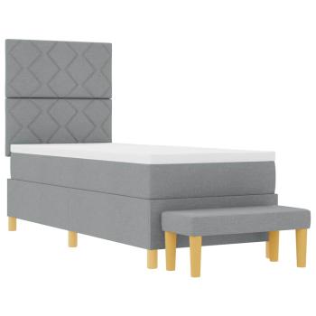 Boxspringbett mit Matratze & Bank Hellgrau 80x200 cm Stoff