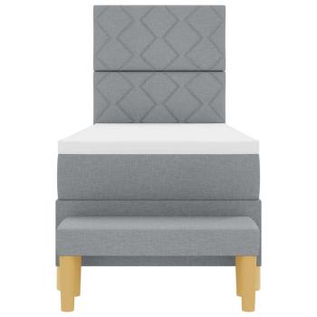 Boxspringbett mit Matratze & Bank Hellgrau 80x200 cm Stoff