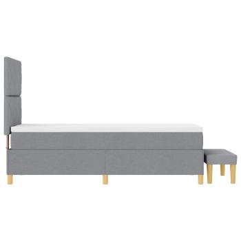 Boxspringbett mit Matratze & Bank Hellgrau 80x200 cm Stoff