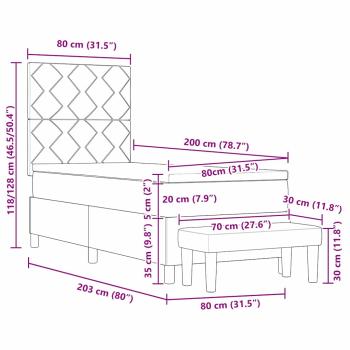 Boxspringbett mit Matratze & Bank Dunkelgrau 80x200 cm Stoff