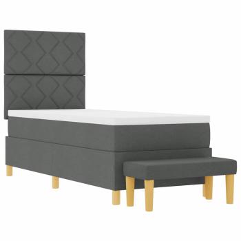 Boxspringbett mit Matratze & Bank Dunkelgrau 80x200 cm Stoff