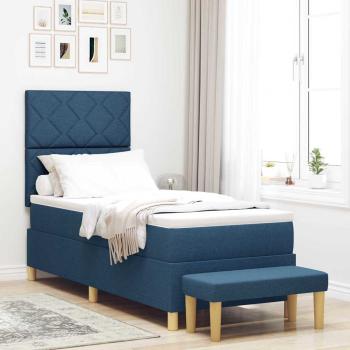 ARDEBO.de - Boxspringbett mit Matratze und Bank Blau 80x200 cm Stoff
