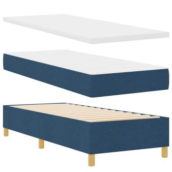 Boxspringbett mit Matratze und Bank Blau 80x200 cm Stoff