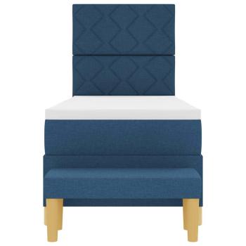 Boxspringbett mit Matratze und Bank Blau 80x200 cm Stoff
