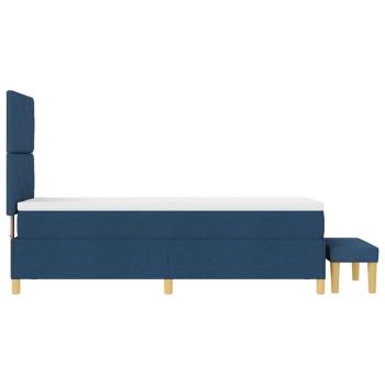 Boxspringbett mit Matratze und Bank Blau 80x200 cm Stoff