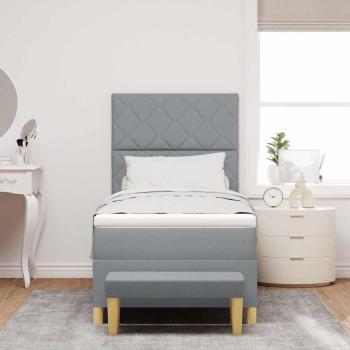Boxspringbett mit Matratze & Bank Hellgrau 90x190 cm Stoff