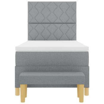 Boxspringbett mit Matratze & Bank Hellgrau 90x190 cm Stoff
