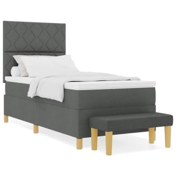 Boxspringbett mit Matratze & Bank Dunkelgrau 90x190 cm Stoff