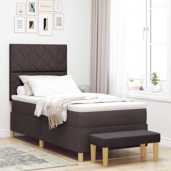 ARDEBO.de - Boxspringbett mit Matratze & Bank Dunkelbraun 100x200 cm Stoff