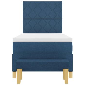 Boxspringbett mit Matratze & Bank Blau 100x200 cm Stoff.