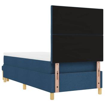 Boxspringbett mit Matratze & Bank Blau 100x200 cm Stoff.
