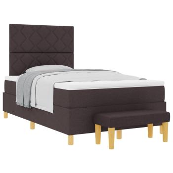 Boxspringbett mit Matratze & Bank Dunkelbraun 120x200 cm Stoff