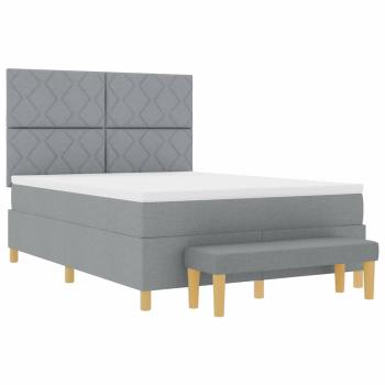 Boxspringbett mit Matratze & Bank Hellgrau 140x190 cm Stoff