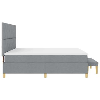 Boxspringbett mit Matratze und Bank hellgrau 200x200 cm Stoff