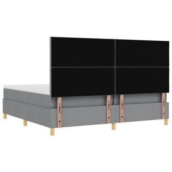 Boxspringbett mit Matratze und Bank hellgrau 200x200 cm Stoff