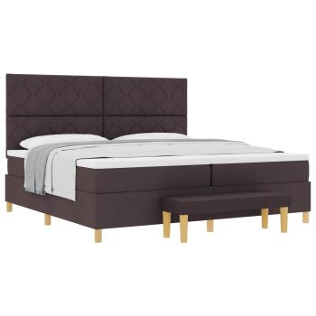 Boxspringbett mit Matratze & Bank Dunkelbraun 200x200 cm Stoff