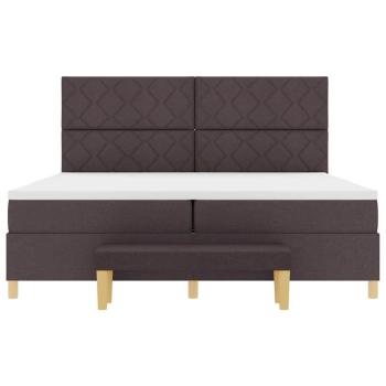 Boxspringbett mit Matratze & Bank Dunkelbraun 200x200 cm Stoff