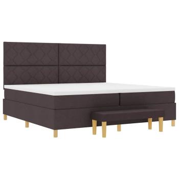 Boxspringbett mit Matratze & Bank Dunkelbraun 200x200 cm Stoff
