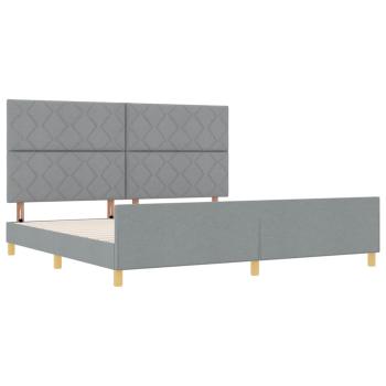 Bettgestell mit Kopfteil Hellgrau 200 x 200 cm Stoff