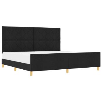 Bettgestell mit Kopfteil Schwarz 200 x 200 cm Stoff