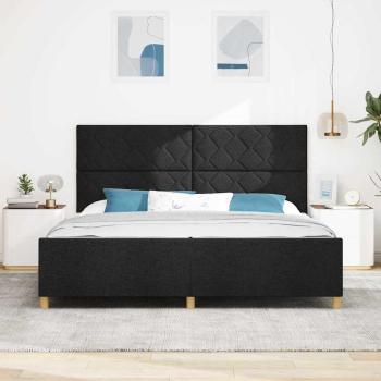 Bettgestell mit Kopfteil Schwarz 200 x 200 cm Stoff