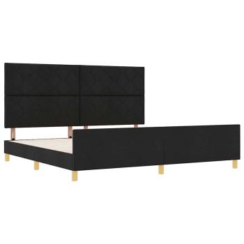 Bettgestell mit Kopfteil Schwarz 200 x 200 cm Stoff