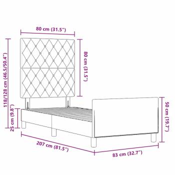 Boxspringbett mit Kopfteil Hellgrau 80 x 200 cm Samt