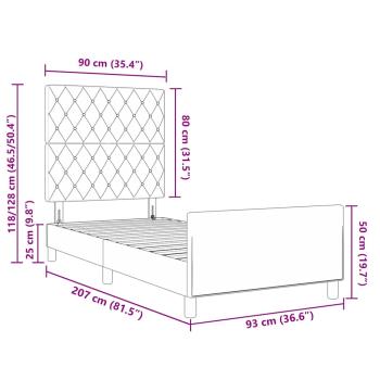Bettgestell Dunkelblau 90x200 cm Samt