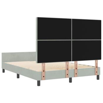 Boxspringbett mit Kopfteil Hellgrau 140 x 200 cm Samt