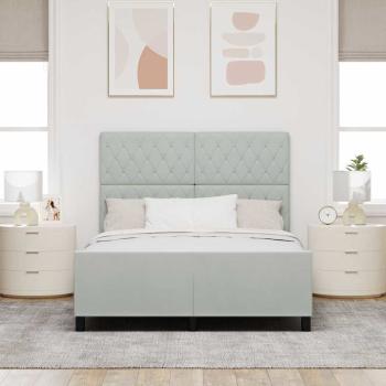 Boxspringbett mit Kopfteil Hellgrau 140 x 200 cm Samt