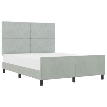 Boxspringbett mit Kopfteil Hellgrau 140 x 200 cm Samt
