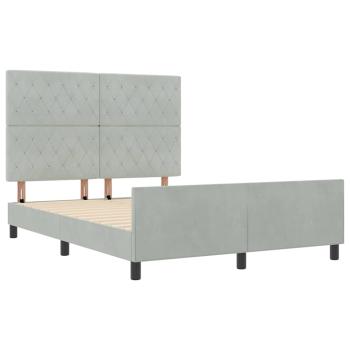Boxspringbett mit Kopfteil Hellgrau 140 x 200 cm Samt