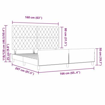Bettgestell Dunkelgrau 160x200 cm Samt