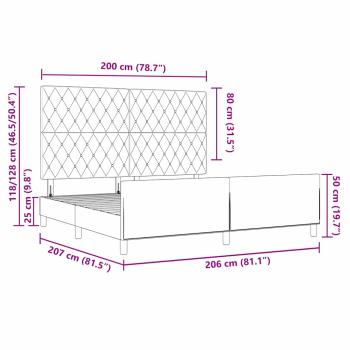 Bettgestell Hellgrau 200x200 cm Samt