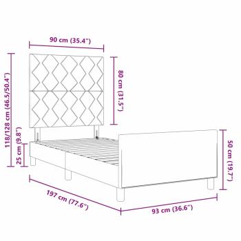 Bettgestell Dunkelgrau 90x190 cm Samt
