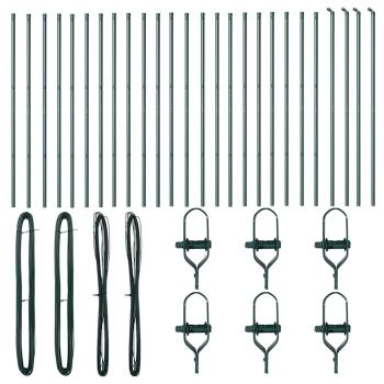 Zaunpfosten 26 Stück Grün Ø32 mm 190 cm Galvanisiertes Stahl