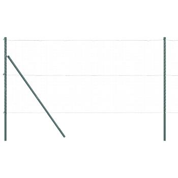 Zaunpfosten 52 Stück Grün Ø32 mm 190 cm Galvanisiertes Stahl