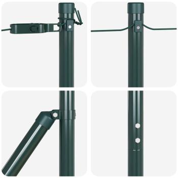 Gartenzaunpfosten 26 Stück Grün Ø32 mm 200 cm Verzinkter Stahl