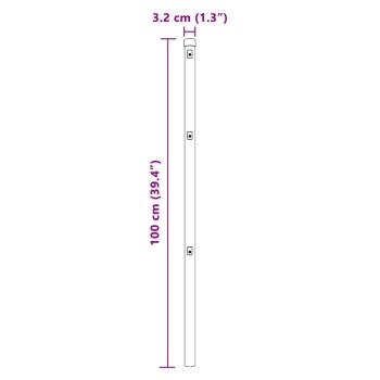Zaunpfosten 52 Stück Grau Ø32 mm 100 cm Verzinkter Stahl